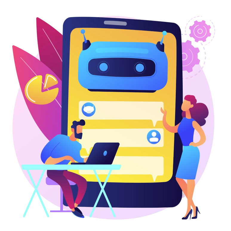 Ilustração de IA colaborando no desenvolvimento de software