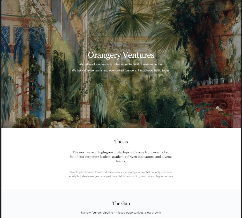 Orangery Ventures - We believe founders with unfair advantages & domain expertise